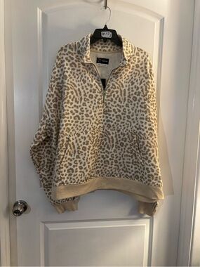Cozy Leopard Print Half-Zip Pullover by Original Use Sz XXL